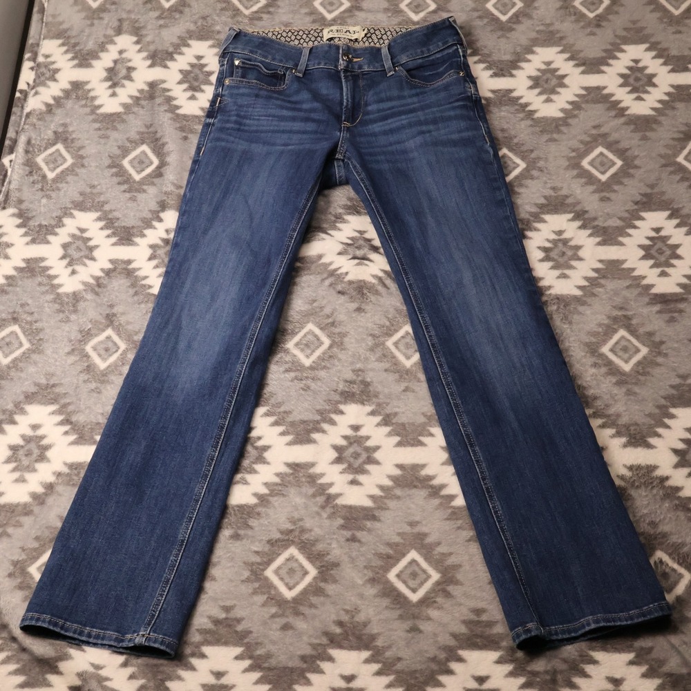 Ariat REAL Denim Straight Leg Jeans Medium Wash Blue 30R Stretch Western
